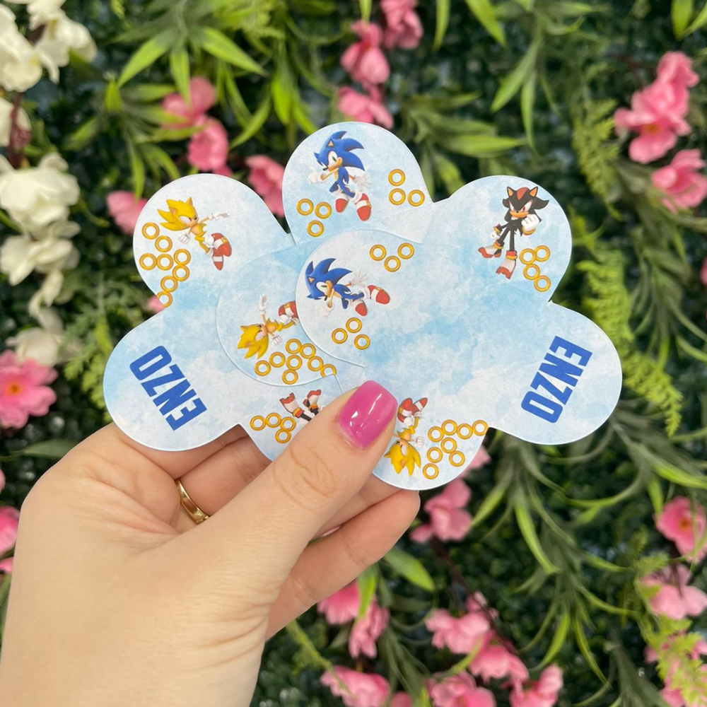 Forminha para Doces SONIC - Forminhas para Docinhos Personalizadas - Forminhas 4 Pétalas Sonic