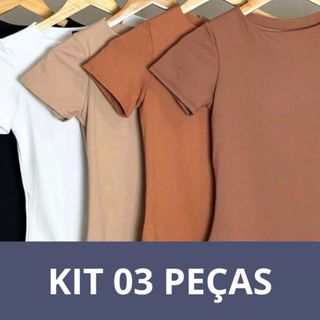 KIT 3 Body Feminino Manga Curta Grecia Elegante Tendência
