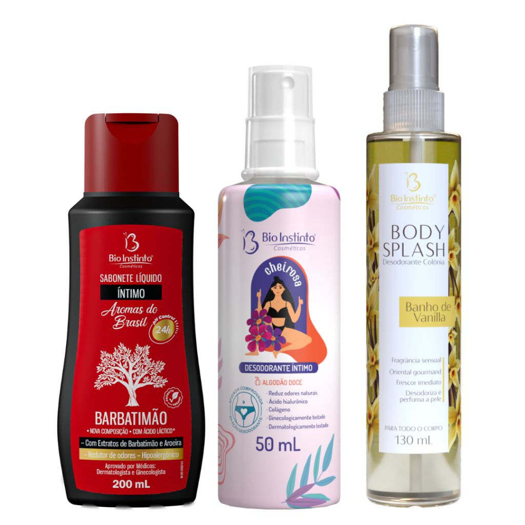 Kit Bio Instinto Sabonete Intimo 200ml, Desodorante Intimo 50ml e Body Splash Banho de Vanilla 130ml