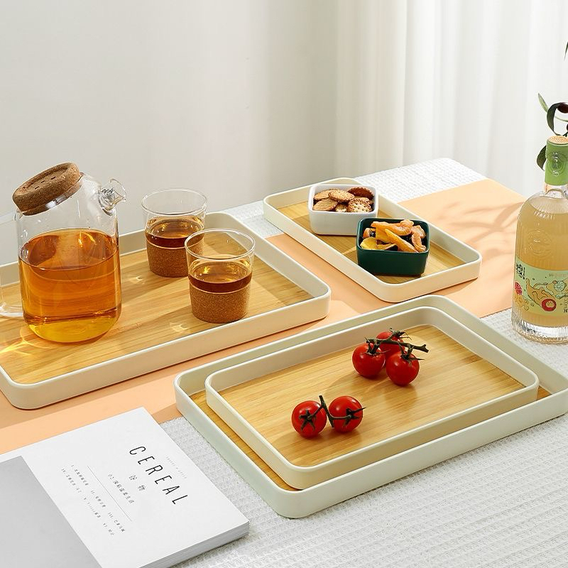 Bandeja de melamina Retangular grande com Estampa de Madeira - 34x23cm em Oferta na Shopee