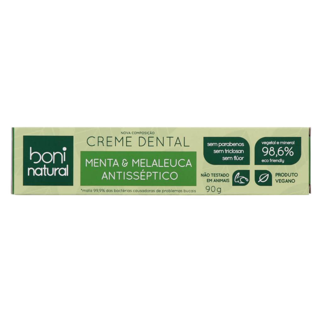 Pasta de Dente Natural Vegana Boni Menta e Melaleuca