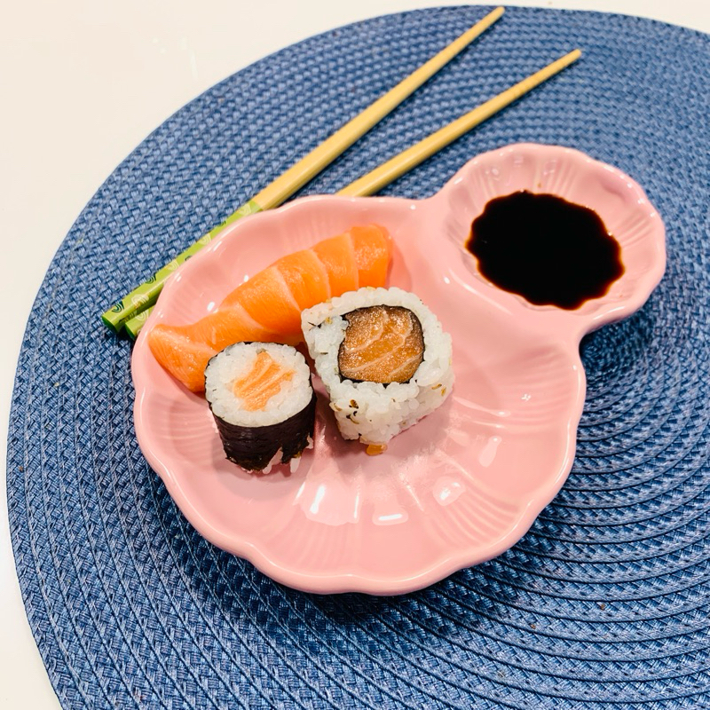 Prato para Sushi Flor em Cerâmica Rosa