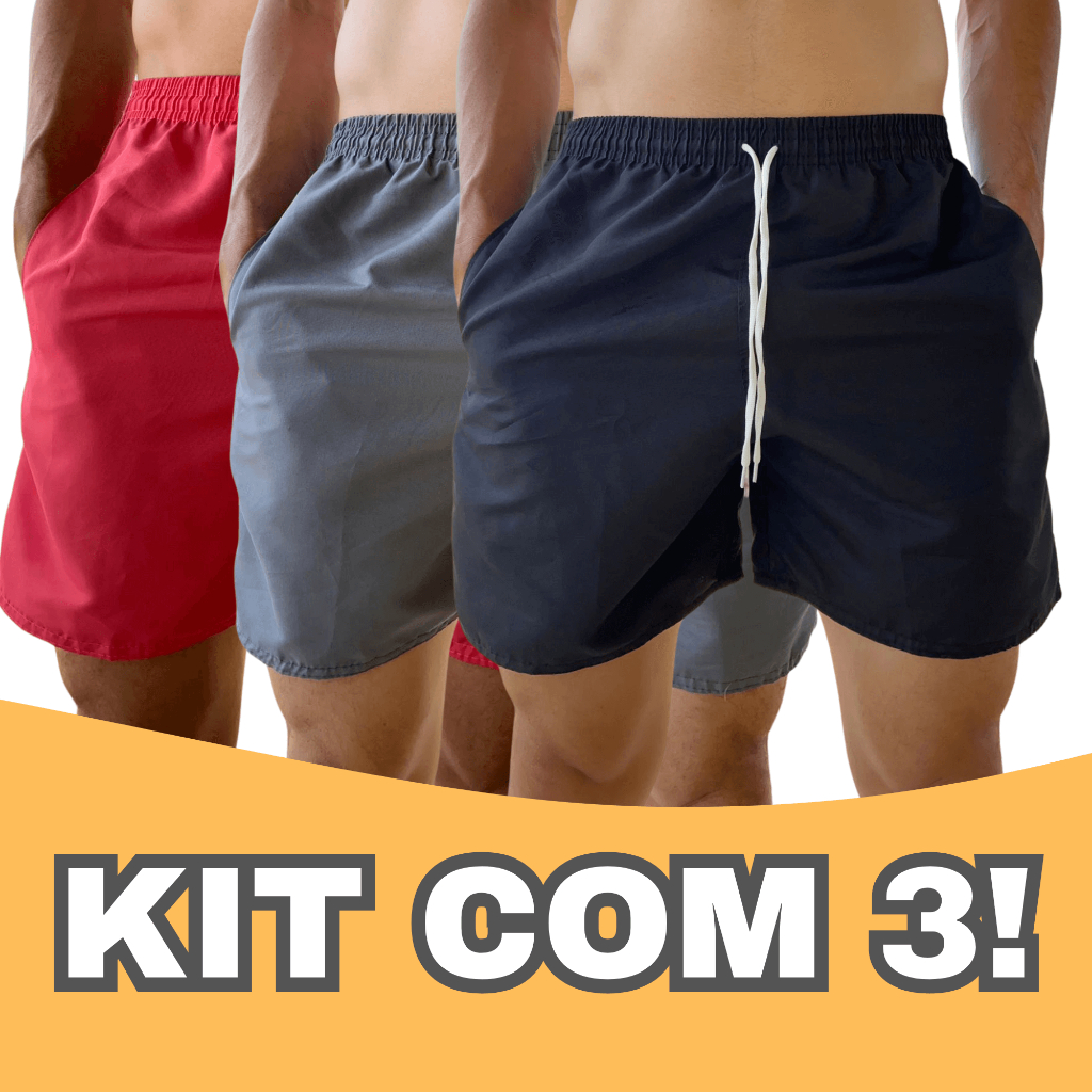 Kit 3 Shorts Tactel Masculino Masculina Tectel Premium Masculino Envio Imediato