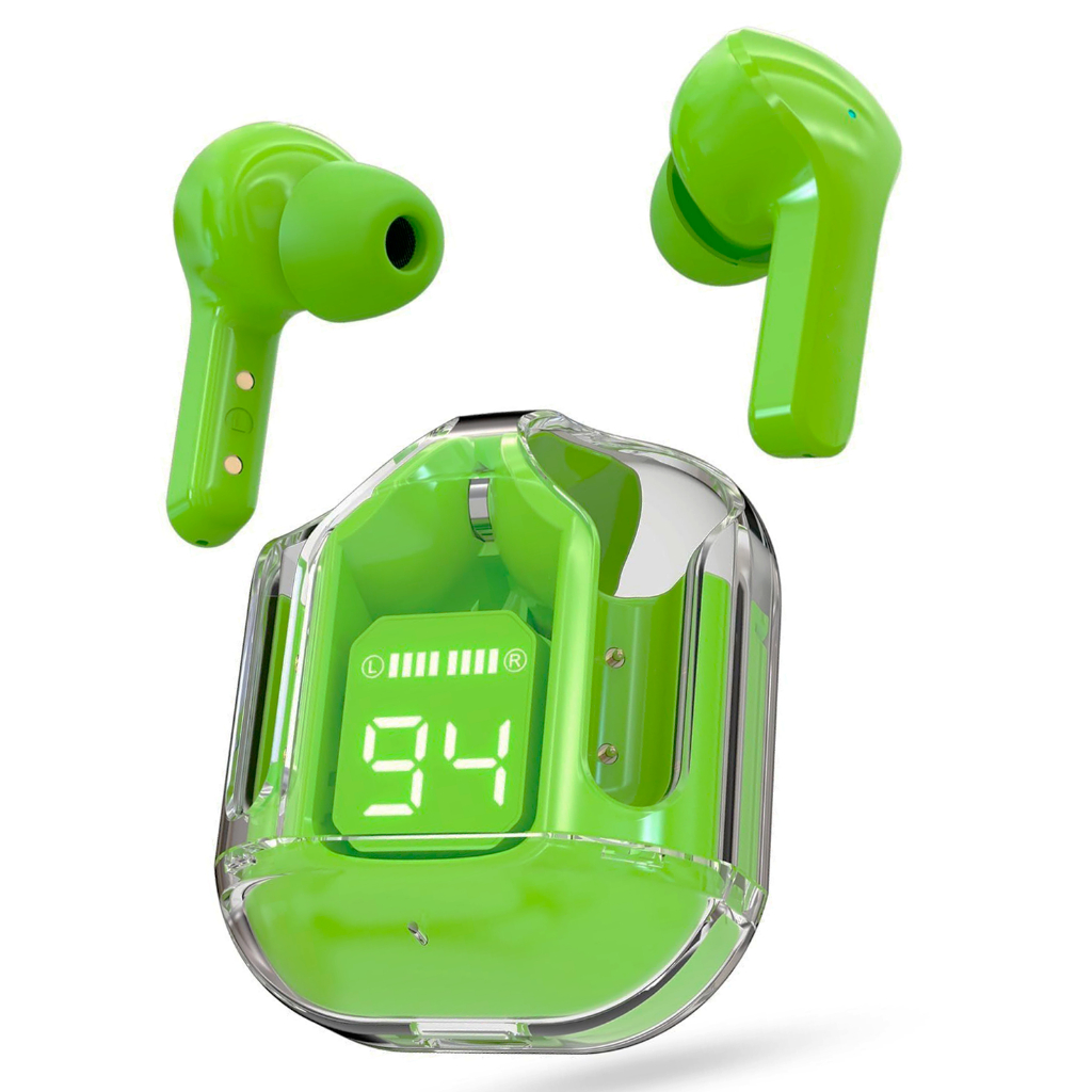 Experimente O Som Perfeito Com Os Fones Bluetooth Verde Crystal Conforto Tws