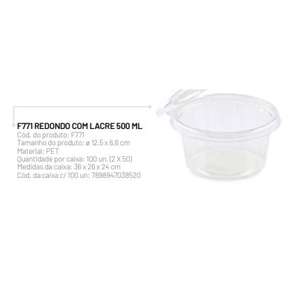 POTE REDONDO 500ML COM LACRE F771 FIBRAFORM CAIXA COM 100UN em Oferta na Shopee