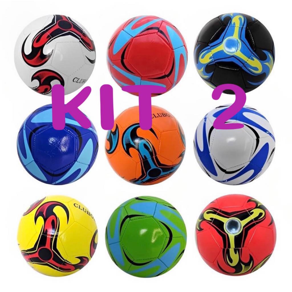 Kit 2 Bola Futebol Campo Tamanho Oficial Costurada Número 5 couro sintético