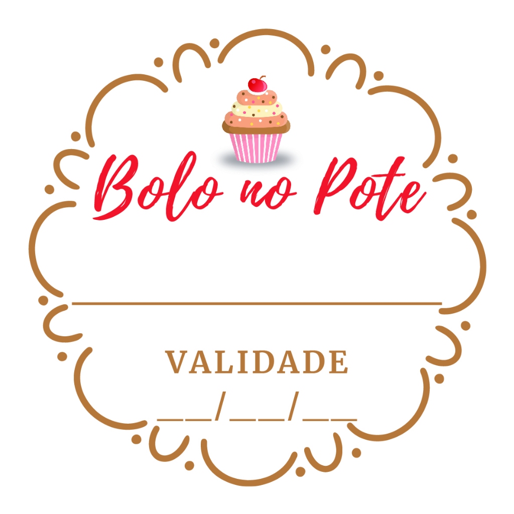 Adesivo Bolo no Pote 4x4 cm Bolinho 100 unidades