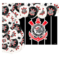 Kit festa Corinthians Painel GIGANTE + 25 balões CORINTIANS FESTCOLOR (CHOCO)