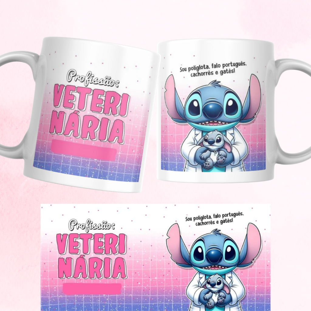 caneca disney lilo stitch profissão veterinaria COM NOME mais vendidos promoção azul oferta promoção