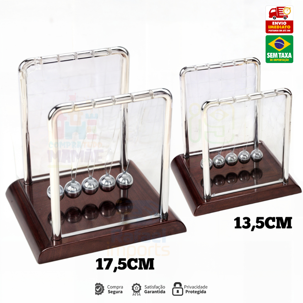 Pêndulo de Newton Enfeite Decoração p/ Sala Escritório Balance Balls - 13,5cm ou 17,5cm em Oferta na Shopee