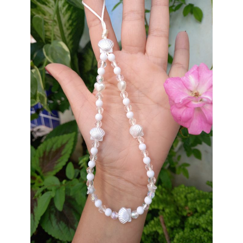 Phonestrap concha branca cordinha de celular