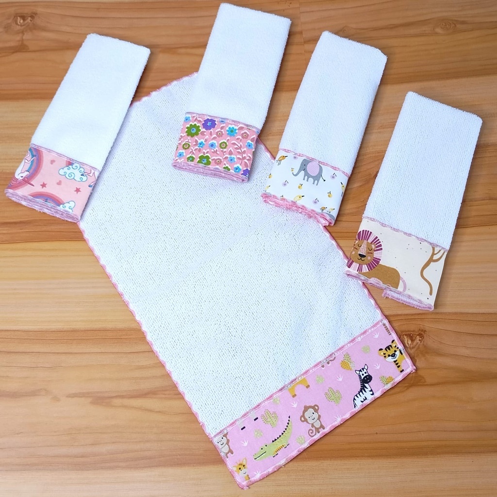 Toalhinhas Boca e Ombro Bebê 5 Peças Enxoval de Maternidade em Tecido Felpudo em Oferta na Shopee