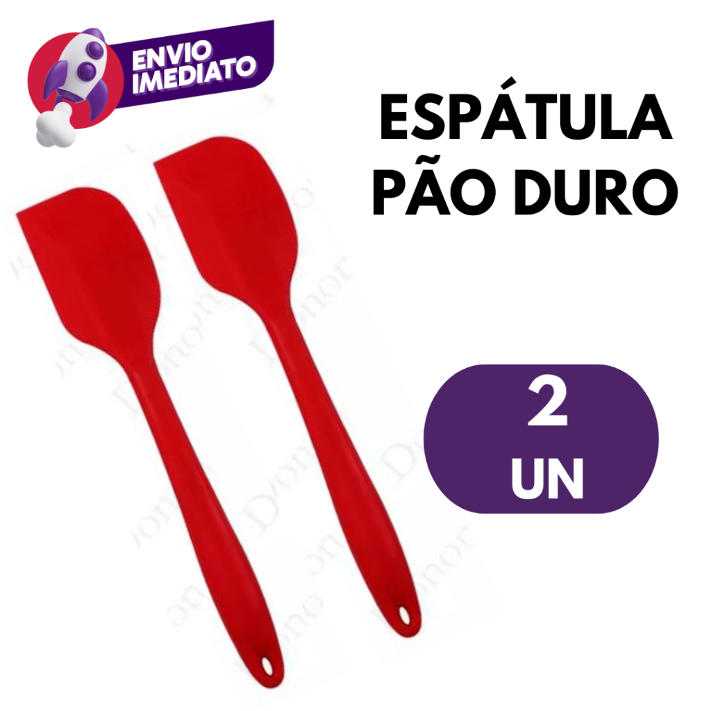 Kit 02 Un. Espátula Pão Duro Silicone Utensílio Cozinha Raspadora Massas Bolos Confeitaria