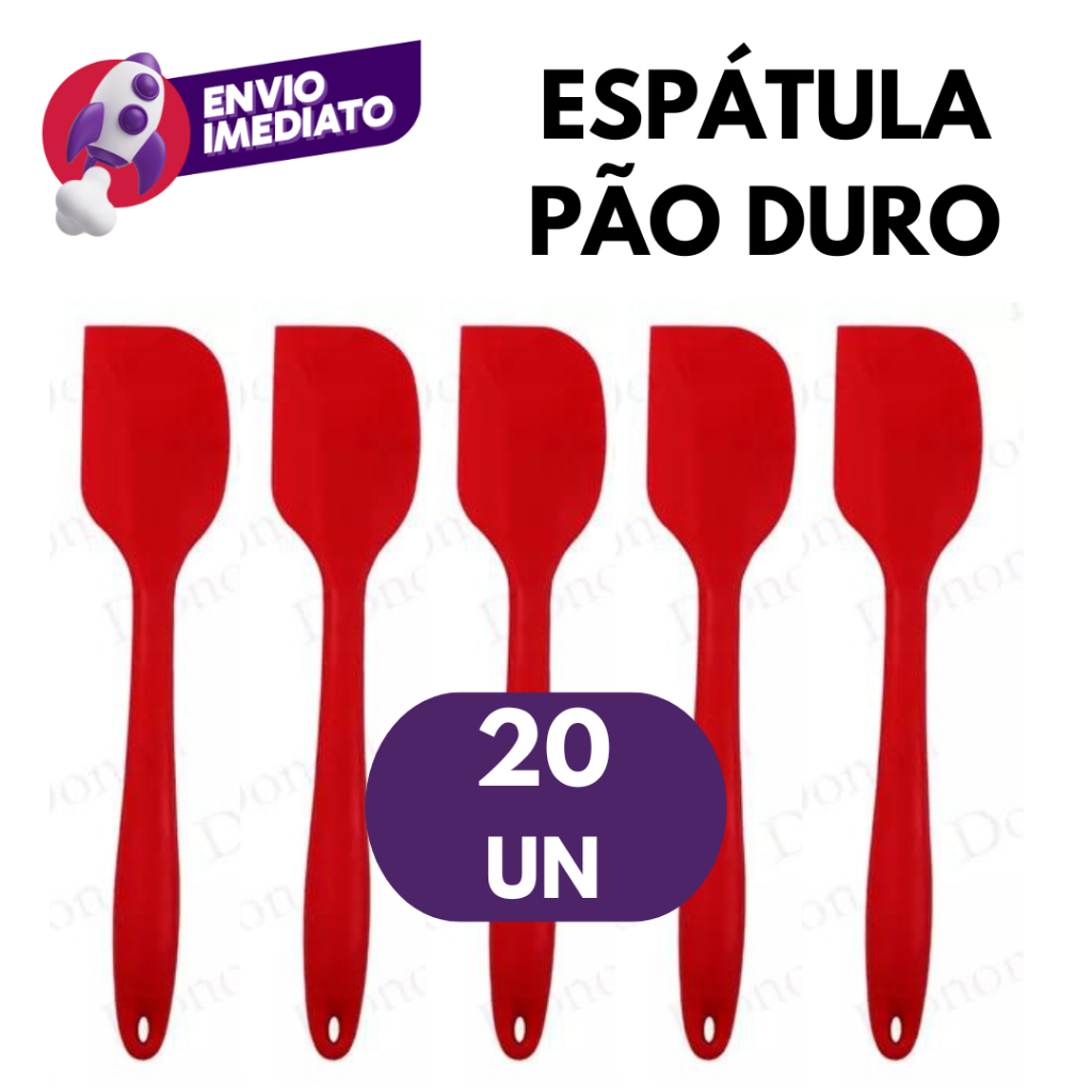 Kit 20 Un. Espátula Pão Duro Silicone Utensílio Cozinha Raspadora Massas Bolos Confeitaria