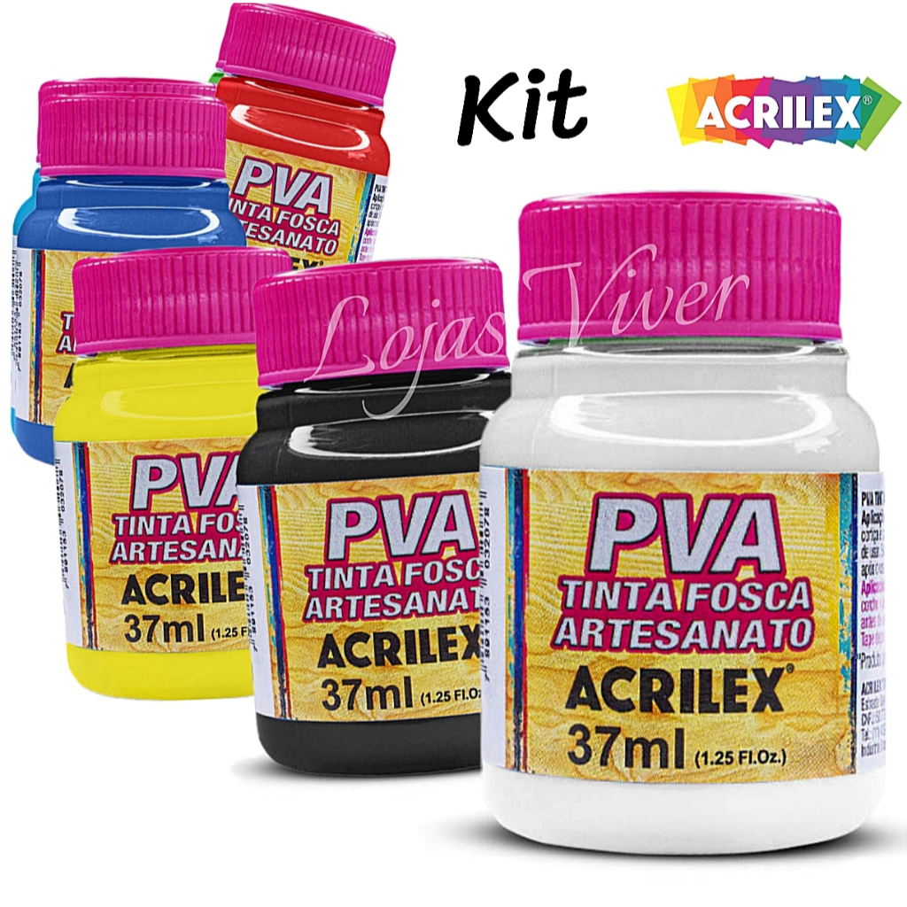 Kit Tinta PVA 37ml Fosca 2 / 3 / 4 Tintas Acrilex