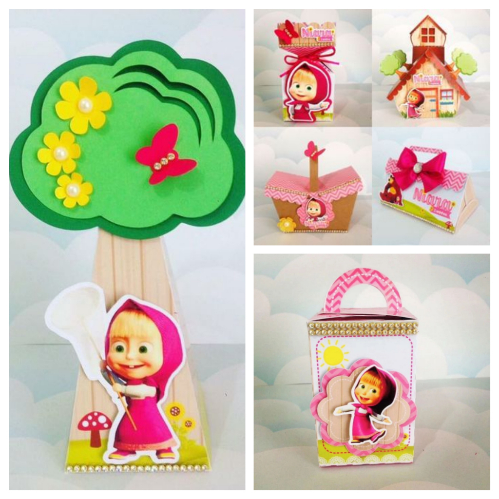 MASHA MARCHA KIT MASHA MARSHA MACHA MARCHA E O URSO CAIXAS LEMBRANCINHAS PERSONALIZADAS