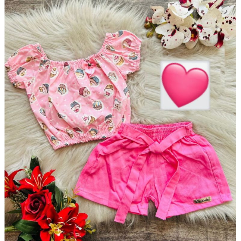 Conjunto Infantil blogueirinha para Menina Conjunto short e blusa para meninas em Oferta na Shopee
