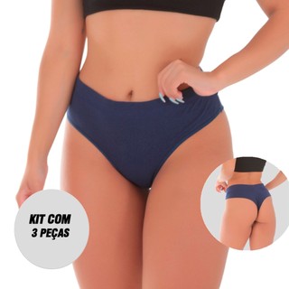 Kit 3 Tangas Fio Duplo Cintura Alta Algodão Lingerie em Oferta na Shopee