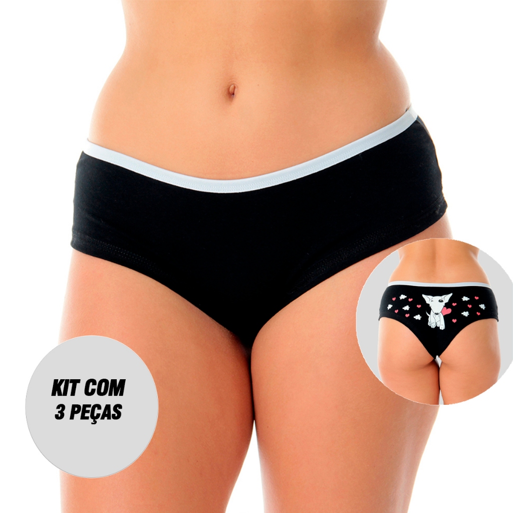 Kit 3 Calcinhas Calesson Sula Algodão Lingerie - Women Clothes