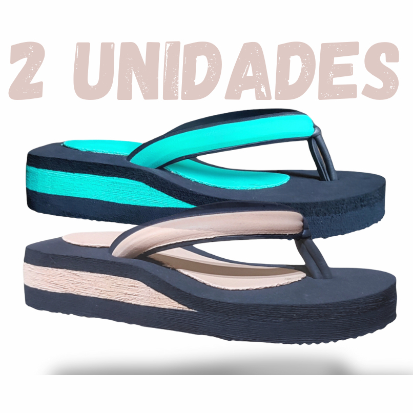Kit 2 pares de chinelo Ortopédico papete sandália Feminina confortável Anabela anatômico