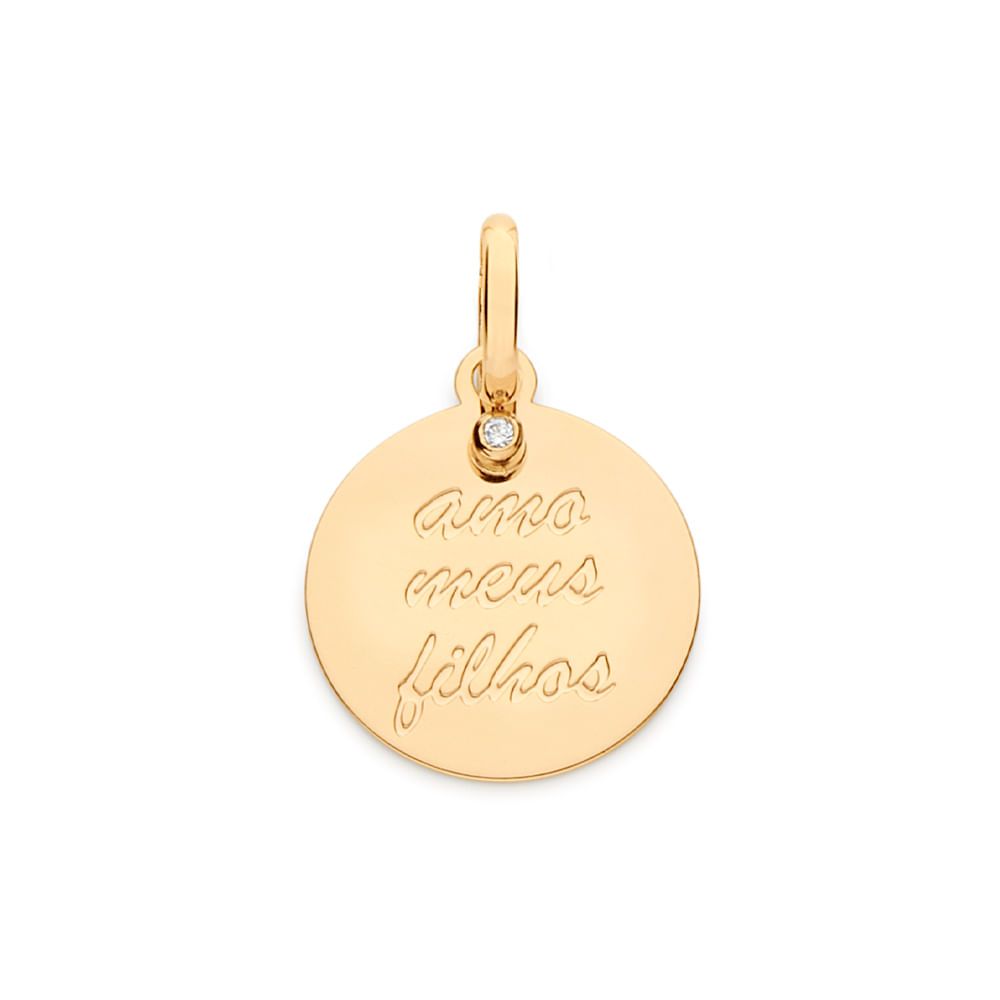 Pingente Rommanel Medalha Redonda Amo Meus Filhos Com 1 Zircônia 542395 em Oferta na Shopee