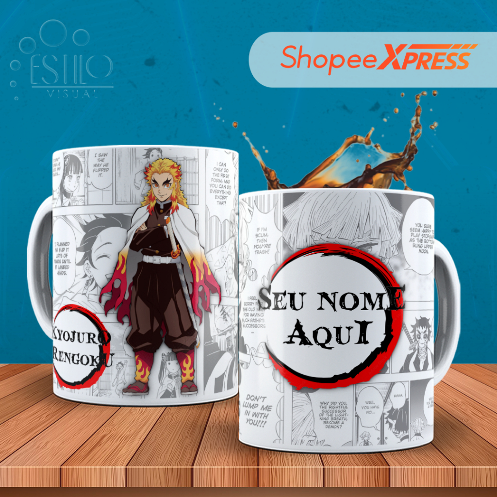 Caneca Anime Demon Slayer Personalizada COM NOME em Oferta na Shopee