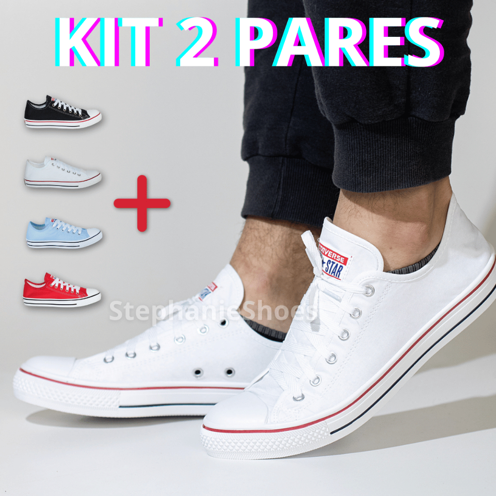 KIT Tenis Femenino Sapato Feminino Tênis Sapatenis Masculino Star Branco Preto Novo Azul Premium