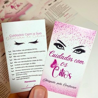 100 Cartões Tag de cuidados com os Cilios, alongamento, extensão de cílios