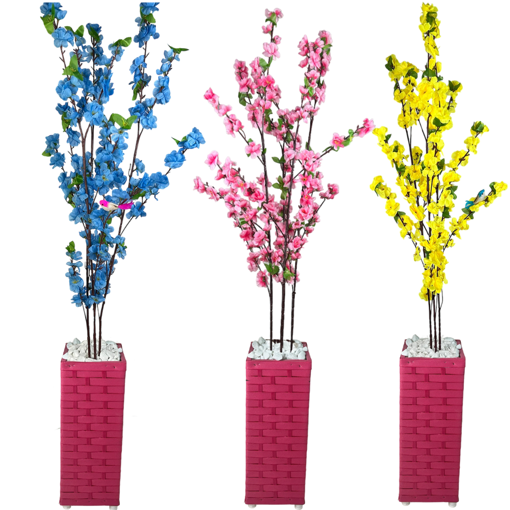 Planta Artificial Cerejeira Sakura Rosa com Vaso Grande Decoração Casa