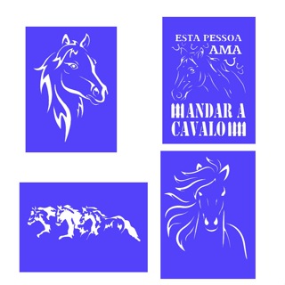 Stencil Cavalos Kit 4 moldes vazados A4 em Oferta na Shopee