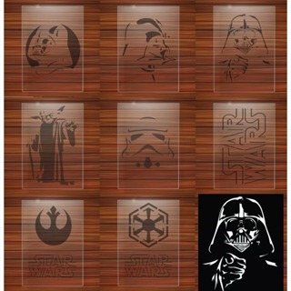 Stencil Star Wars Kit 8 moldes vazados A4 em Oferta na Shopee