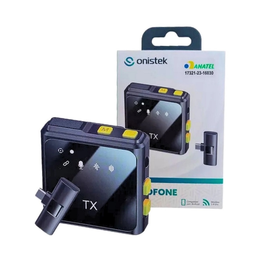 Microfone De Lapela Wireless 2.4 Ghz Usb-c Onistek Mc815