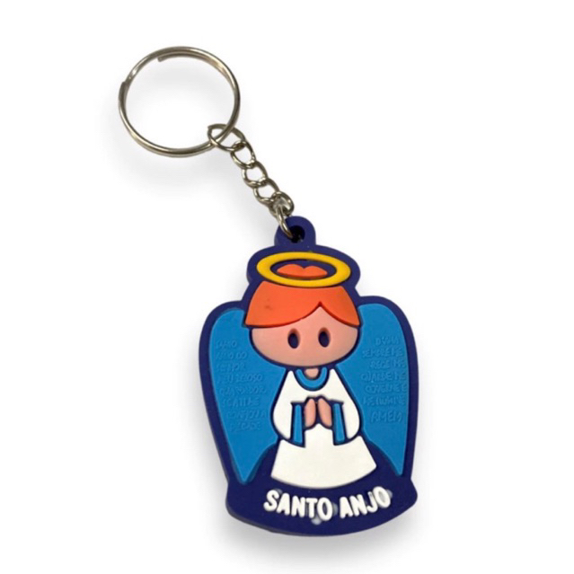 Chaveiro emborrachado Anjo da Guarda Azul