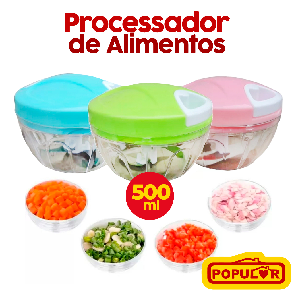 Processador Triturador de 500ML/ Grande de Alimentos Manual, 3 ORIGINAL MAHALO
