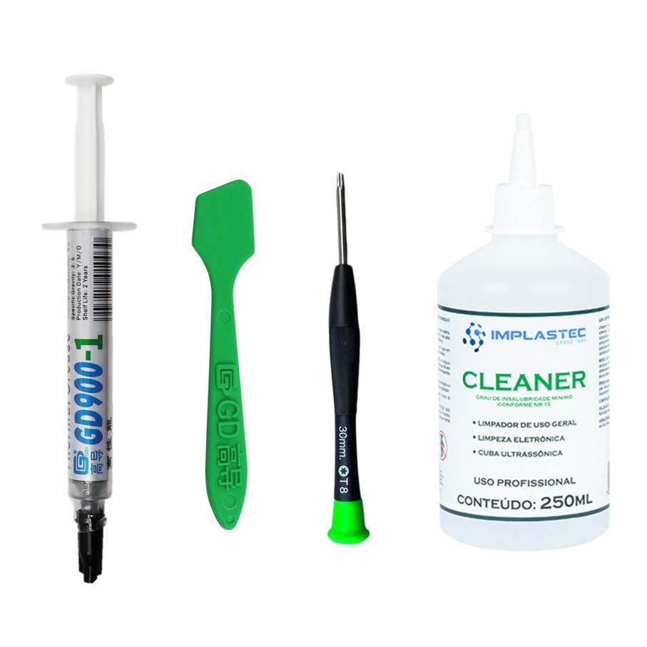 Kit Pasta Térmica GD900-1 + Raspador Aplicador + Chave Torx T8 com Furo +  Cleaner Limpador de Pasta Térmica 250ml em Oferta na Shopee