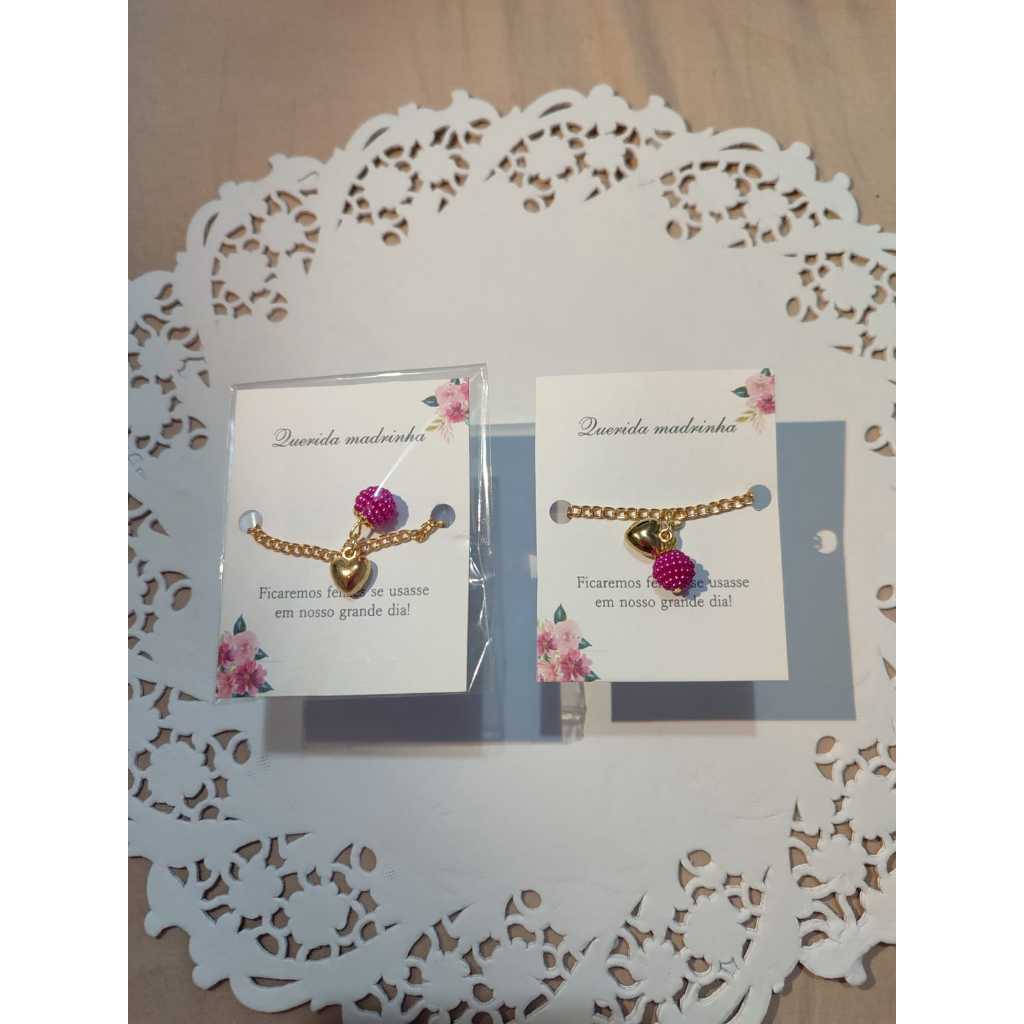 kit 10 Pulseiras folheada cor Fucsia para madrinhas em Oferta na Shopee