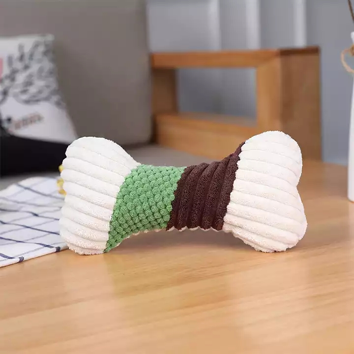 Pelúcia Resistente para Pet - Brinquedo Mordedor Osso Colorido com Apito - Enriquecimento Ambiental