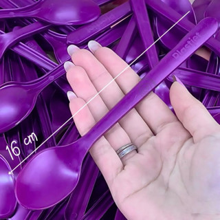 500~2000 COLHER LONGA ROXA COLHER FORTE 16cm OFF  PLASTJET em Oferta na Shopee