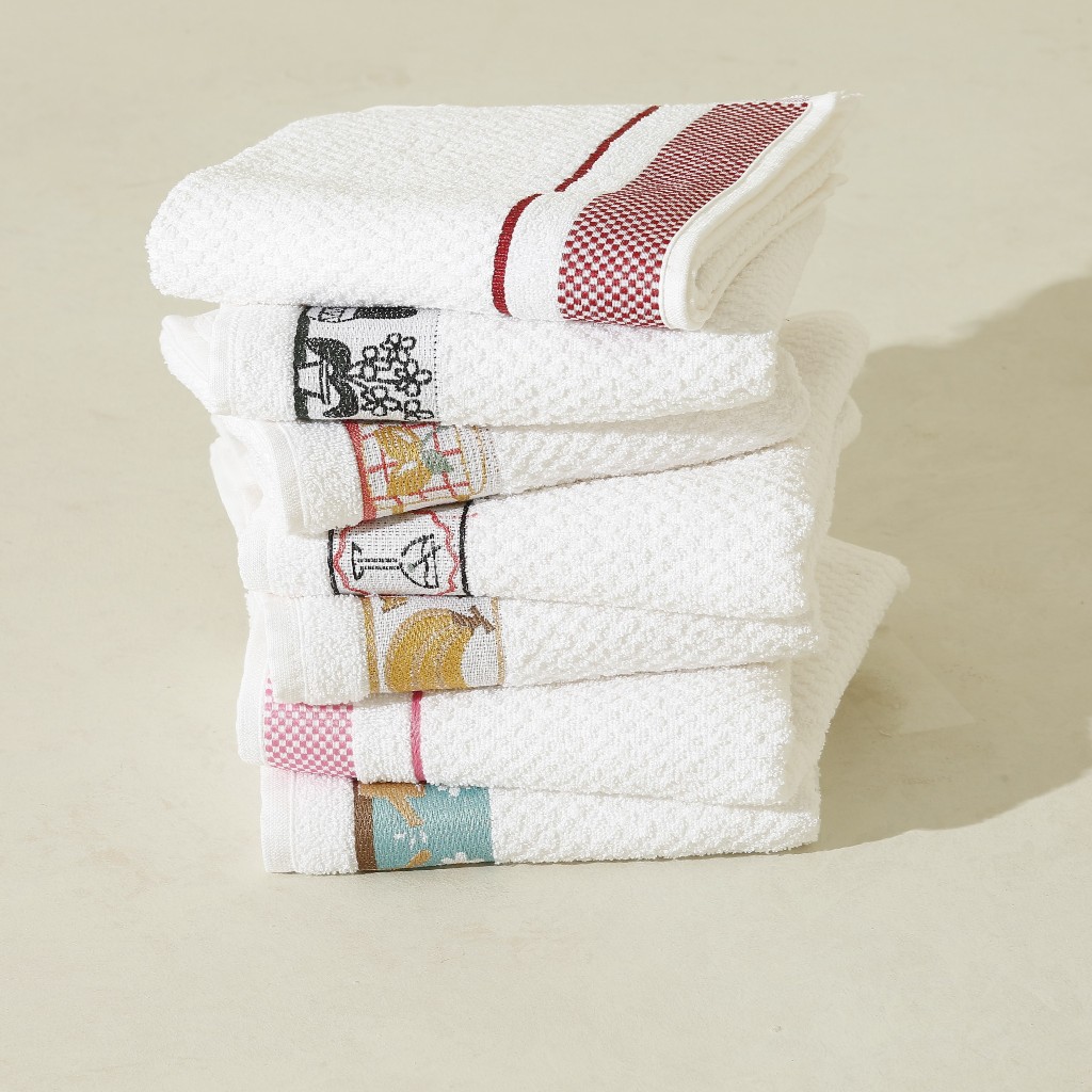 Kit 5 Pano de Copa Prato Jacquard Atoalhado Felpudo 45x70 cm 100% Algodão