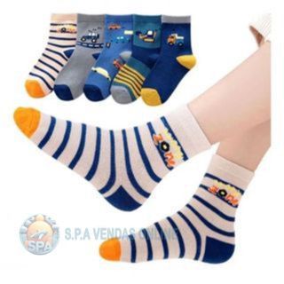 Kit de 24 pares de Meias Infantis Menino Cano Longo Cores Sortidas masculino — imagem 2 de 2
