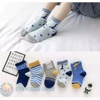 Meia Infantil Menino Cano Longo | Estampadas | Kit Econômico 3–24 Pares em Oferta na Shopee