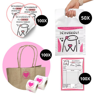 Kit Embalagem Para Empreendedora - Sacolas Adesivos Talões de Pedido Adesivo Fecha Sacola + De 300 Itens em Oferta na Shopee
