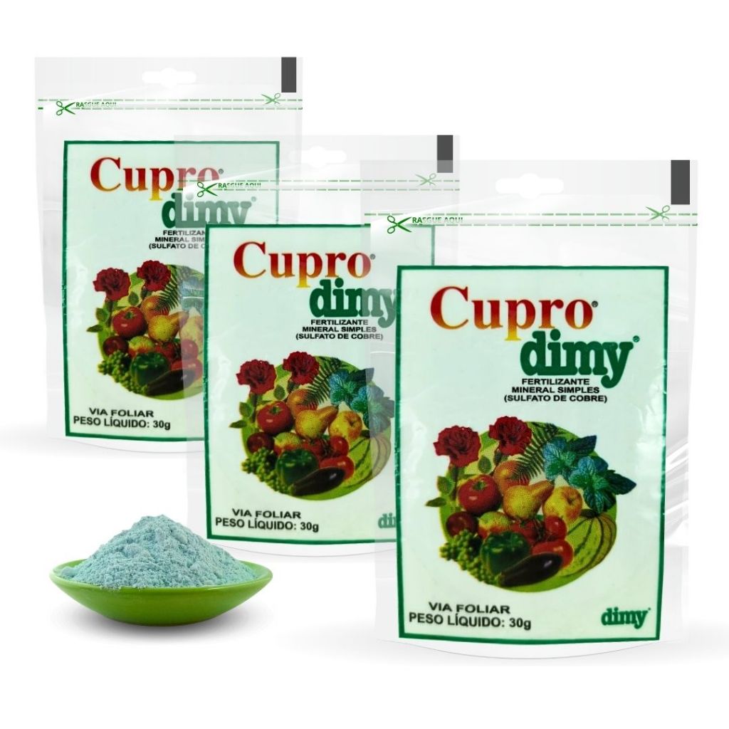 Kit 3 Cupro Dimy Sulfato de Cobre Fungicida - Rende 6L