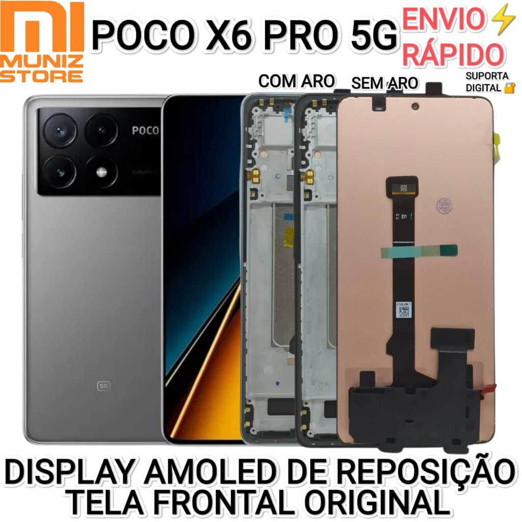 Display Poco X6 Pro 5G Tela Amoled com Moldura de Reposição Módulo Display Frame Original Xiaomi 2311DRK48I em Oferta na Shopee