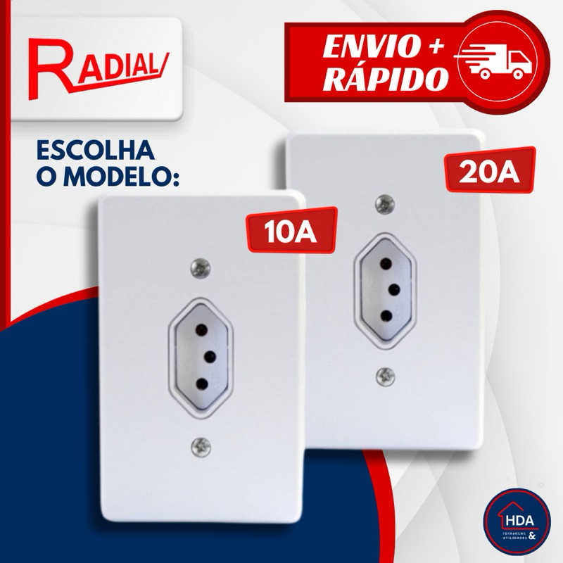 Tomada Simples 4x2 10A ou 20A Branca Novo Padrão Brasileiro - Radial em Oferta na Shopee