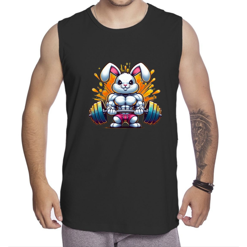 Camisa Cavada Coelho Fofo Academia Blusa Verão Camiseta Masculina