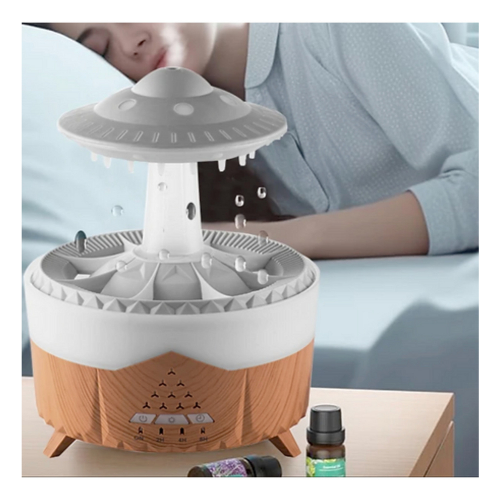 Umidificador Difusor De Nave Espacial Com Gotas De Chuva Led
