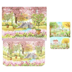 Kit Painel Retangular + Capa de Mesa Jardim Encantado Para festa Em Tecido