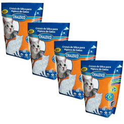 Kit 4 Areia Gato Sílica Grossa Premium 1,8kg Chalesco