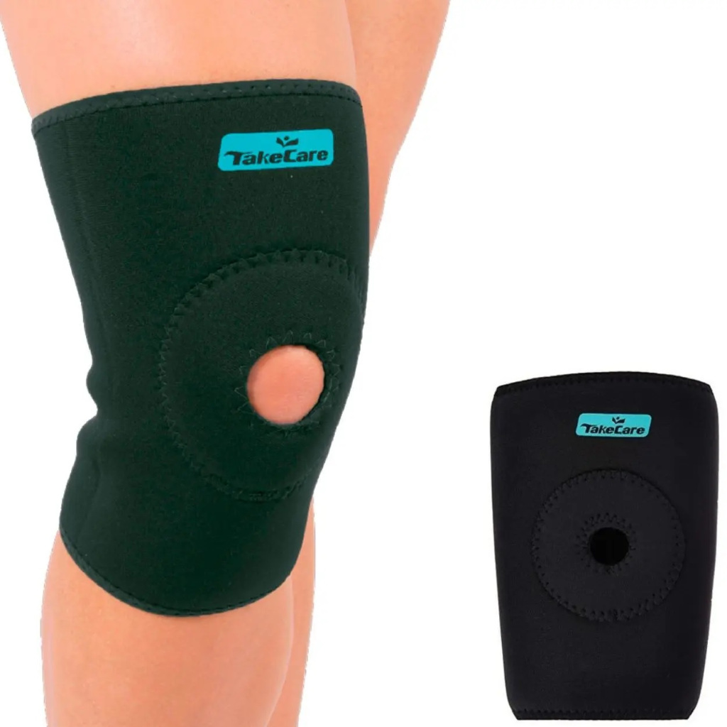 Joelheira Curta com Suporte Patelar Alivio Dores Compressão Proteção Rótula Neoprene Esportes
